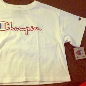 Champion red white n blue mid way short sleeve